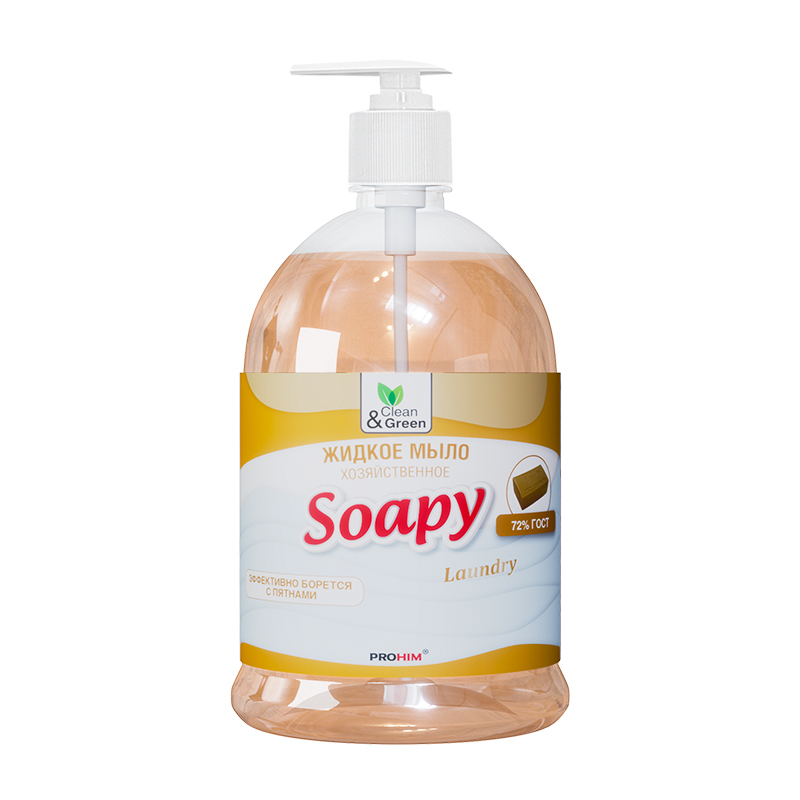 Жидкое мыло Soapy хозяйственное с дозатором 1 л Clean&Green CG8097