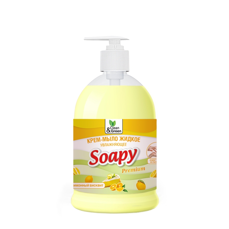 Крем-мыло жидкое Soapy бисквит увлажняющее с дозатором 500 мл Clean&Green CG8110
