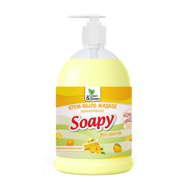 Крем-мыло жидкое Soapy бисквит увлажняющее с дозатором 1 л Clean&Green CG8115