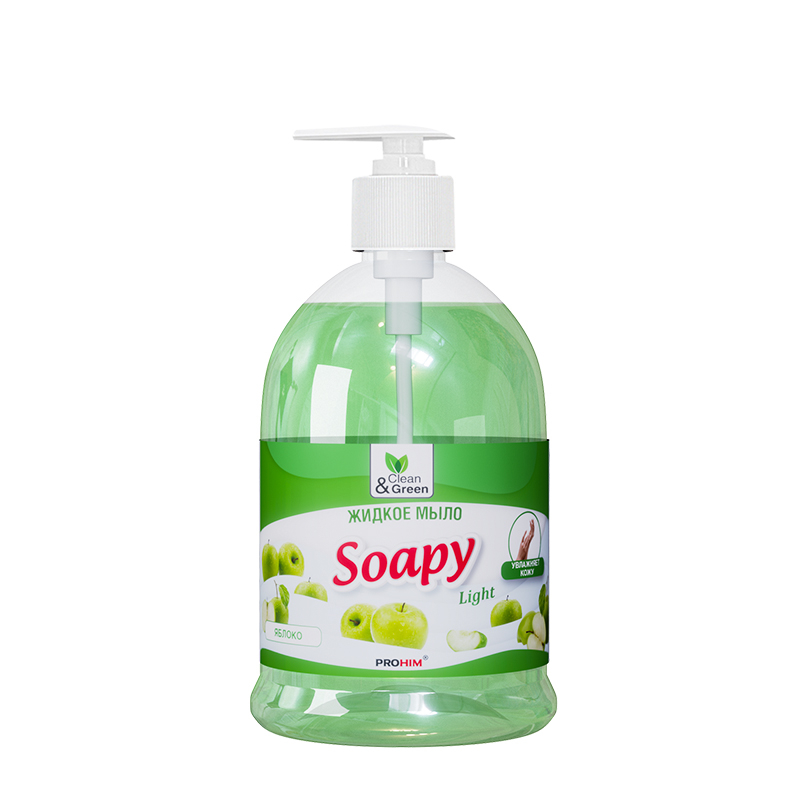 Жидкое мыло Soapy эконом яблоко с дозатором 500 мл Clean&Green CG8062