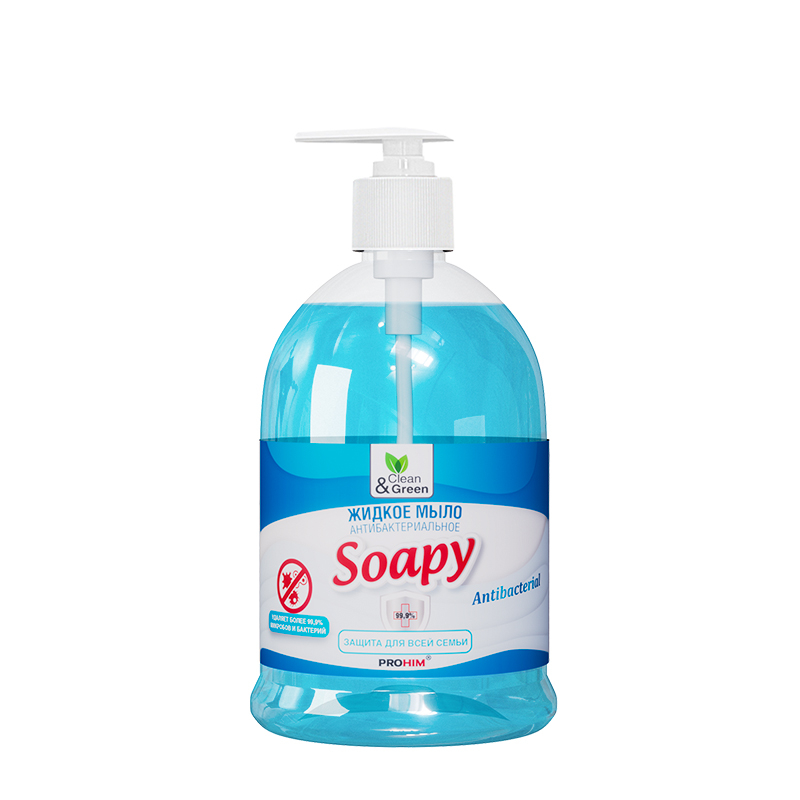 Жидкое мыло Soapy антибактериальное с дозатором 500 мл Clean&Green CG8063