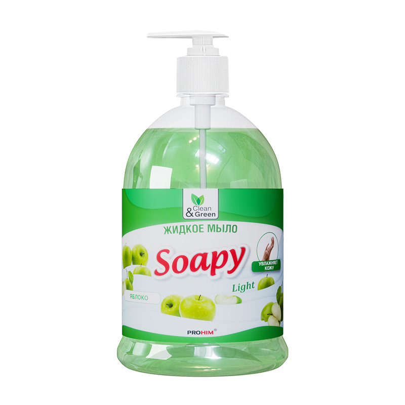 Жидкое мыло Soapy эконом яблоко с дозатором 1 л Clean&Green CG8094