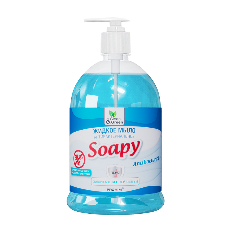 Жидкое мыло Soapy антибактериальное с дозатором 1 л Clean&Green CG8095