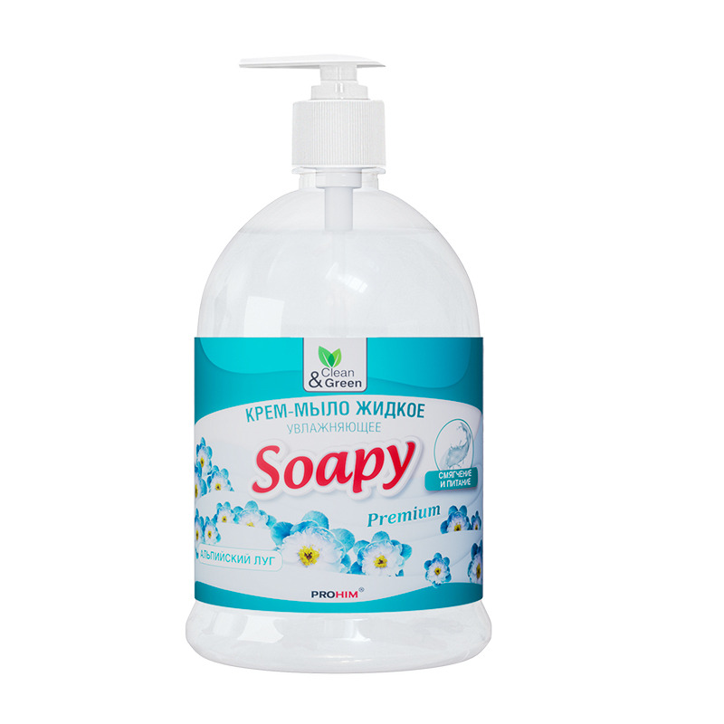 Крем-мыло жидкое Soapy увлажняющее с дозатором 1 л Clean&Green CG8096