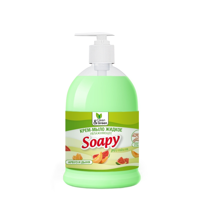 Крем-мыло жидкое Soapy арбуз и дыня увлажняющее с дозатором 500 мл Clean&Green CG8112