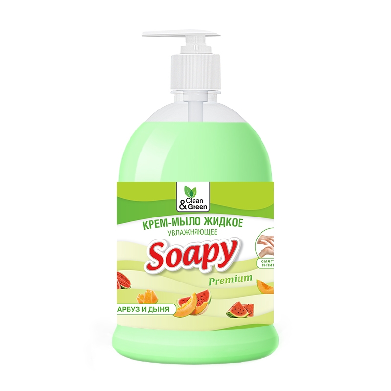 Крем-мыло жидкое Soapy арбуз и дыня увлажняющее с дозатором 1000 мл Clean&Green CG8117