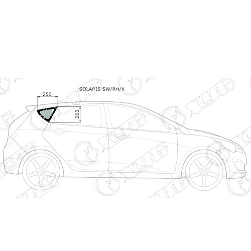 Стекло кузовное правое форточка. Hyundai Solaris Hatchback 87820-4L200